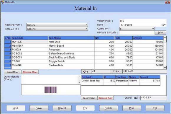 Inventory Management with Barcode screen shot