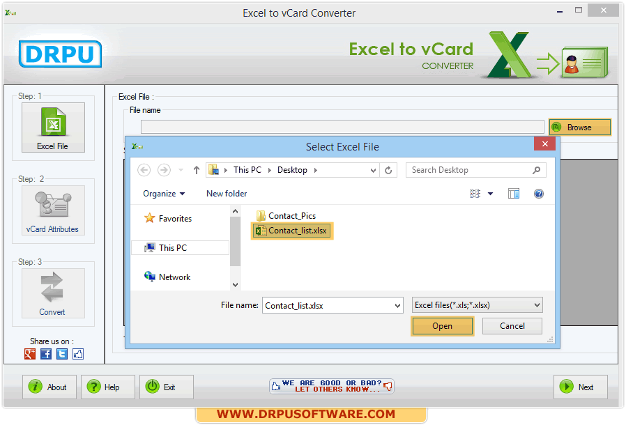 excel to vcard download